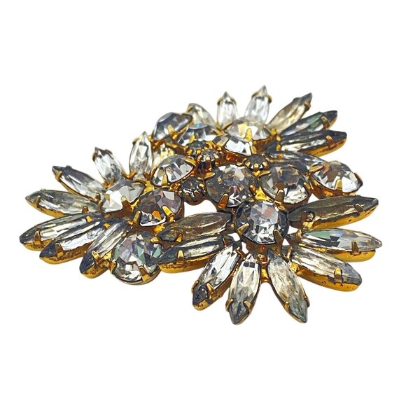 Rare Discontinued Alex & Ani Brooch Rhinestone Crystal Floral Pin Gold-Tone - Picture 3 of 7